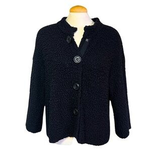 Women's Vintage XL Tapemeasure Black Snap Button Sweater